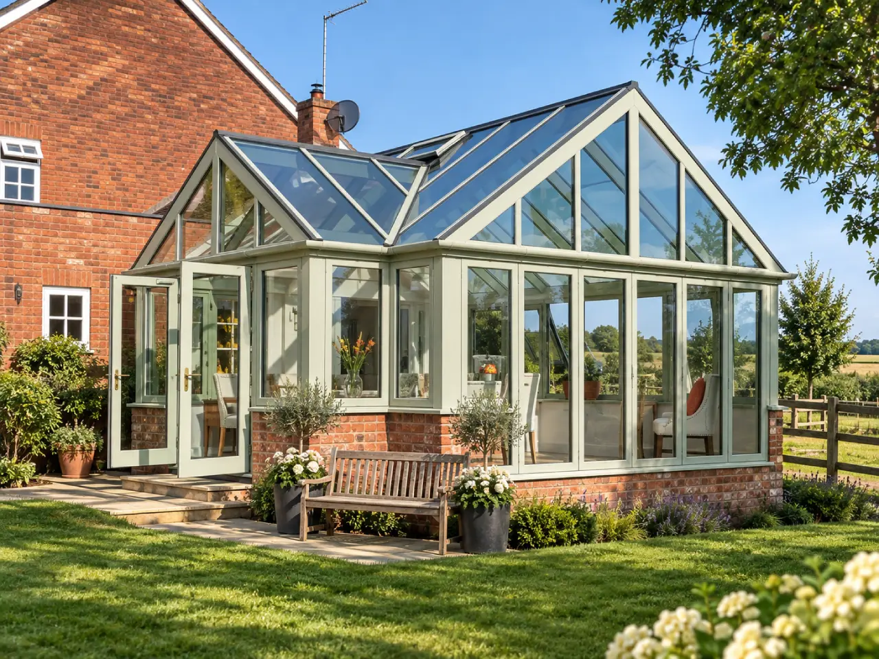 green bespoke conservatory